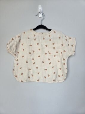 Quincy Mae Cream Gauze Short-Sleeve Top